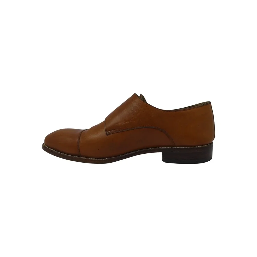 Beckett Simonon Hoyt Double Monk Strap Shoes Mens 10 Brown Leather Cap Toe